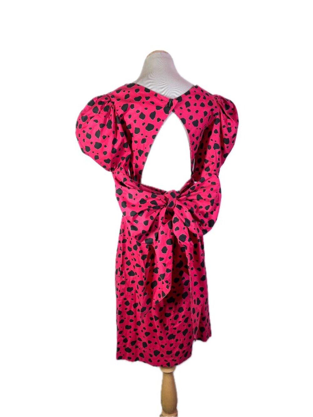 Vintage 1980s Barboglio Cristina Jan Pink Spotted Dress Cutout Back